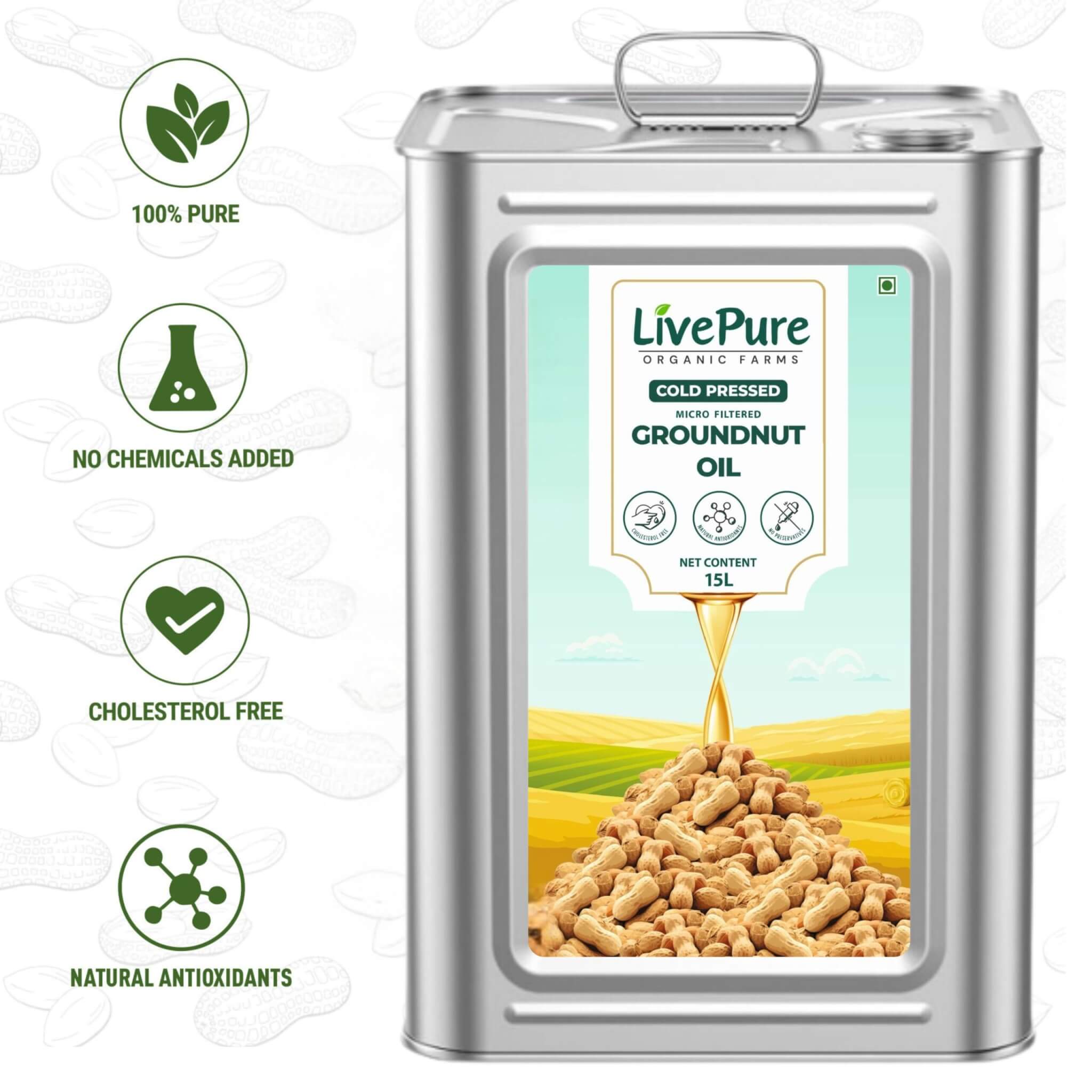 Cold Pressed Groundnut Oil - 15L - Image 3
