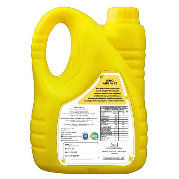 Cold Pressed Yellow Mustard Oil - 2L - Image 2